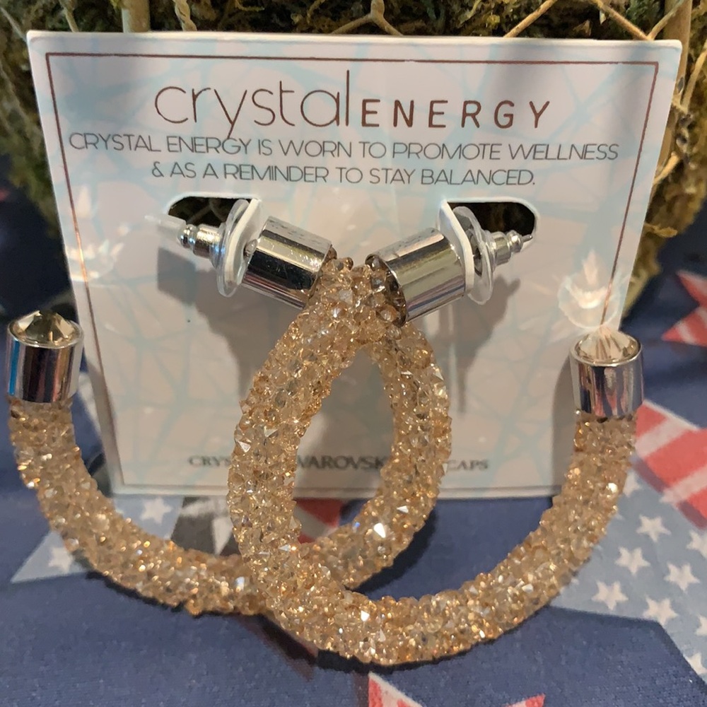 CRYSTAL ENERGY SWAROVSKI HOOPS HEALING WELLNESS - Picture 2 of 4